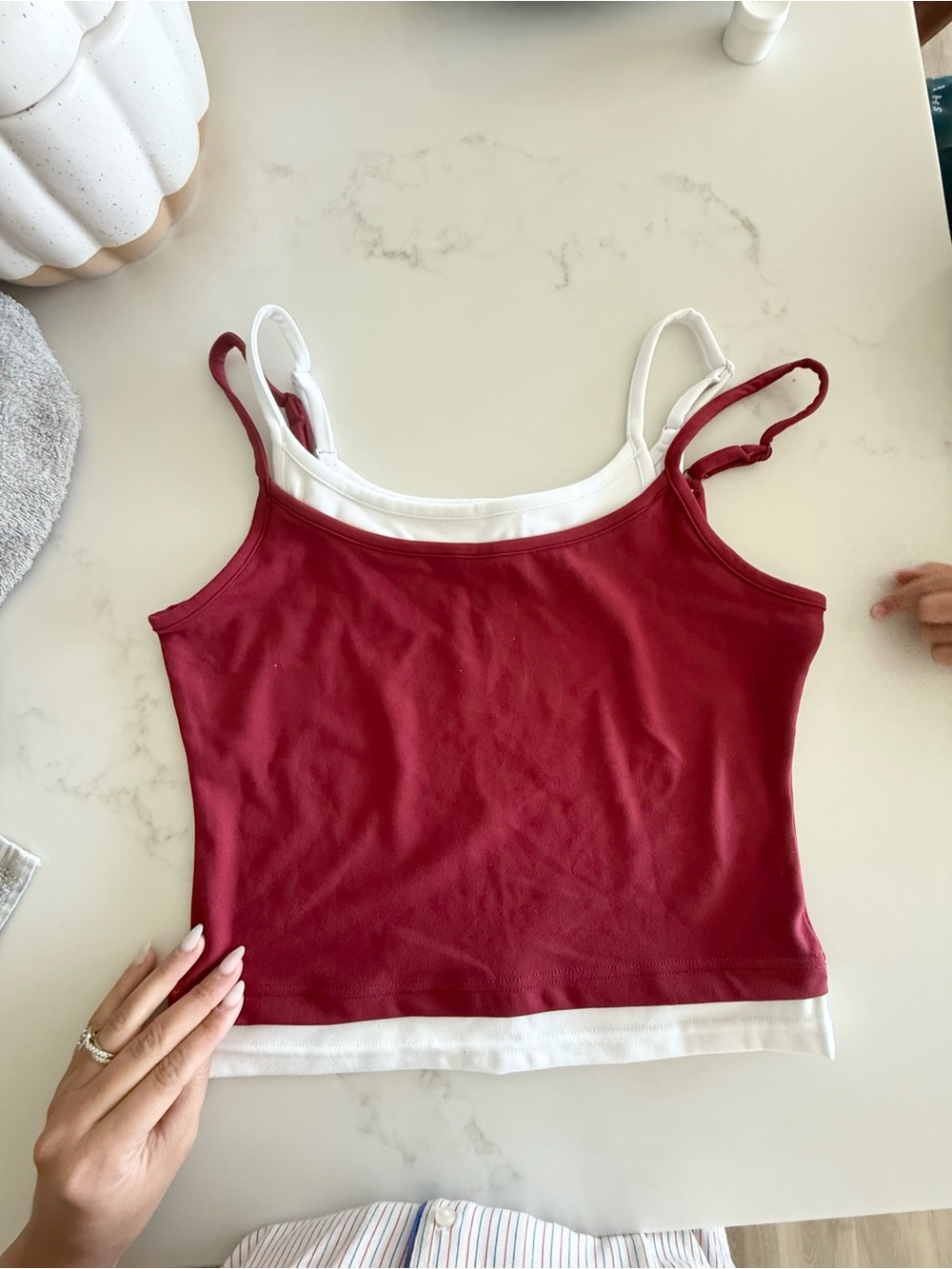 Fabletics Burgundy Tank with White Trim